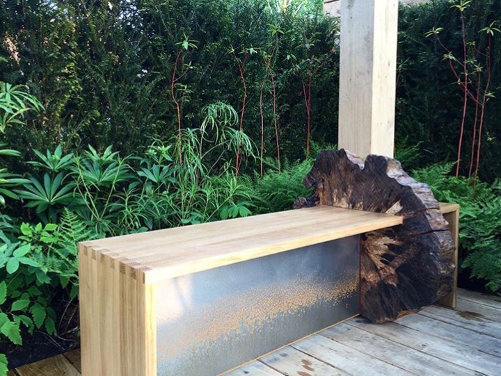 Cleft oak & burr bench