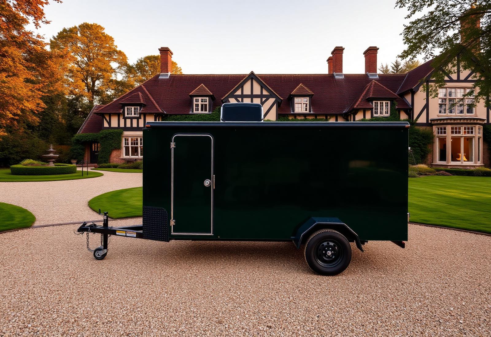 The mobile workshop trailer parked at a client property